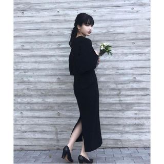 マメ(mame)のmame  kurogouchi マメ ワンピース 18aw 完売 ブラック(ひざ丈ワンピース)