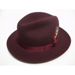 ニューヨークハット(NEW YORK HAT)のニューヨークハットLite Felt Fedora中折れ バーガンディ M(ハット)