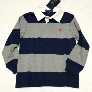 ポロラルフローレン(POLO RALPH LAUREN)の新品✨ボーダー ラガーシャツ / ネイビー×グレー 3T/100(Tシャツ/カットソー)