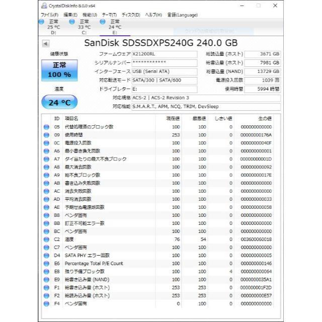 SanDisk(サンディスク)のSandisk Extreme PRO 240GB SSD スマホ/家電/カメラのPC/タブレット(PCパーツ)の商品写真