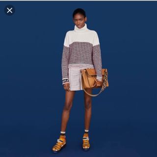 フェンディ(FENDI)の今期 FENDI マイクロチェックウールセーター ピンク(ニット/セーター)