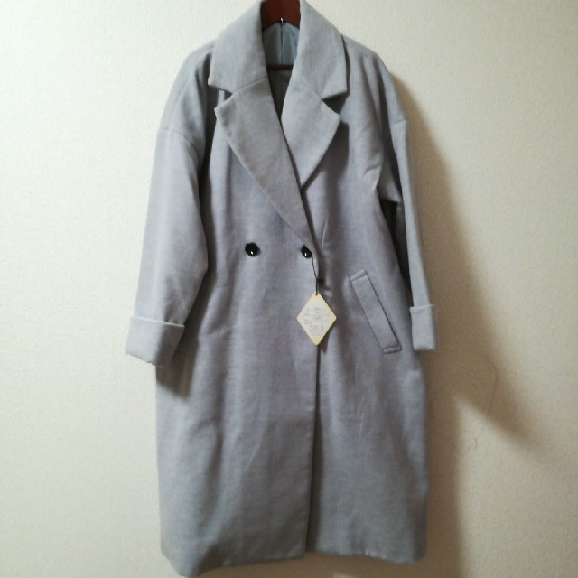 もゆこ様専用　オーバーサイズ　チェスターコート　杢グレー レディースのジャケット/アウター(チェスターコート)の商品写真