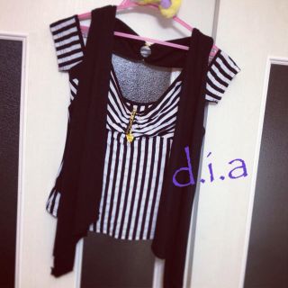 ダイア(d.i.a)のジレ付きtops*送込(カットソー(半袖/袖なし))