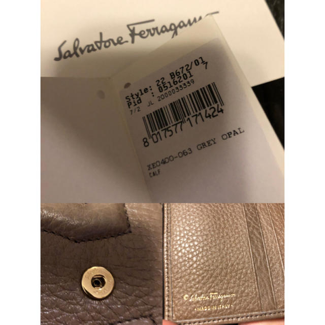 Salvatore Ferragamo(サルヴァトーレフェラガモ)の新品サルヴァトーレ フェラガモ レザー グレーブラウン折り財布 レディースのファッション小物(財布)の商品写真