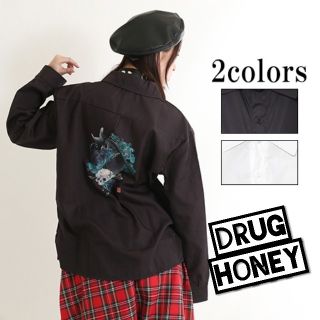 ファンキーフルーツ(FUNKY FRUIT)の【DrugHoney】ユニセックス「髑魚」長袖シャツブラウス(シャツ)