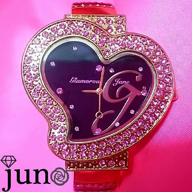 グラマラスジェーン ハート ラインストーン  バングル 腕時計 ゴールド ピンク