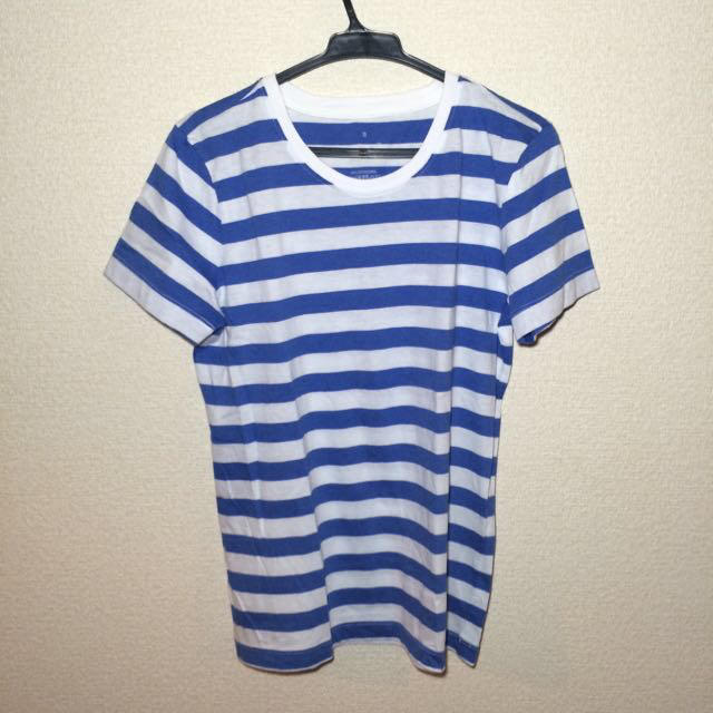 MUJI (無印良品)(ムジルシリョウヒン)の青色ボーダーTシャツ レディースのトップス(Tシャツ(半袖/袖なし))の商品写真