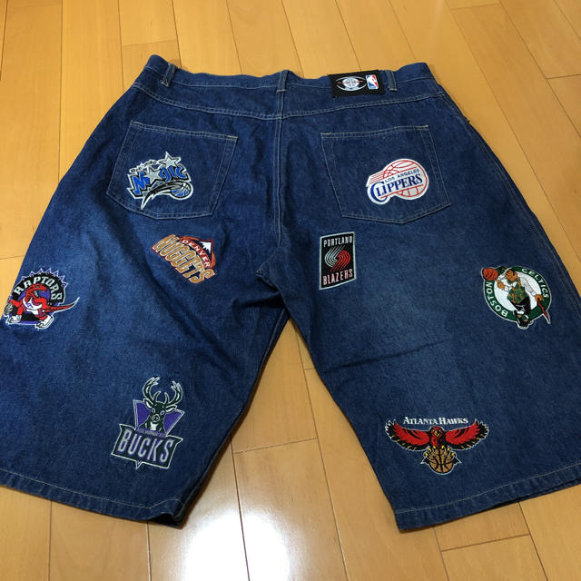 UNK⭐NBA⭐ロゴ⭐XL⭐ワッペン⭐ハーフパンツ⭐デニム⭐ビックサイズ⭐バスケ