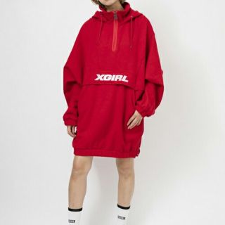 シルバー/レッド Xgirlパーカーワンピ❤ - ひざ丈ワンピース