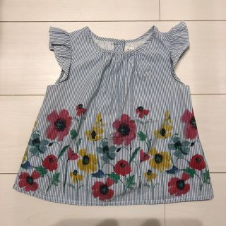 ベビーギャップ(babyGAP)のベビーギャップ  花柄 ストライプ 肩フリル ブラウス チュニック 18-24m(ブラウス)