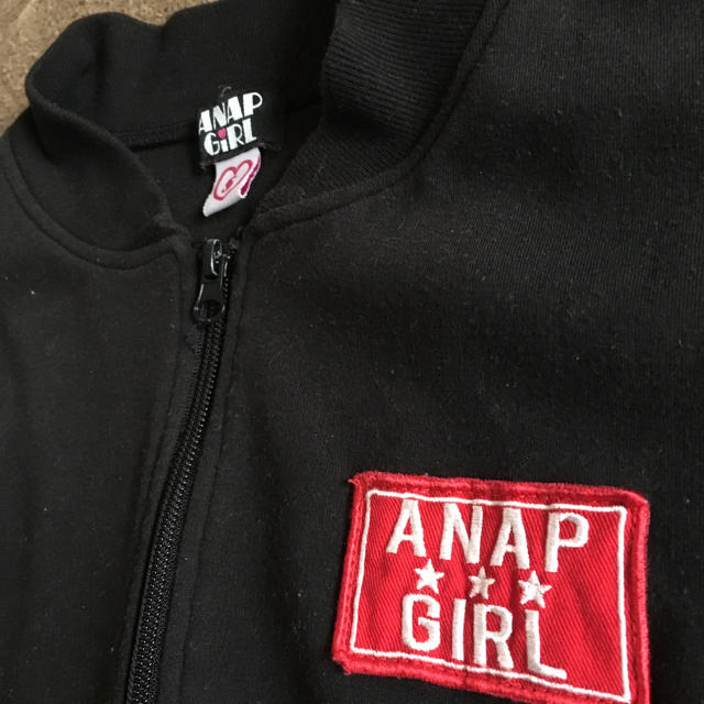 ANAP(アナップ)の専用です。ANAP GIRL Sサイズ140㎝ 150㎝ 黒ブルゾン キッズ/ベビー/マタニティのキッズ服女の子用(90cm~)(ジャケット/上着)の商品写真