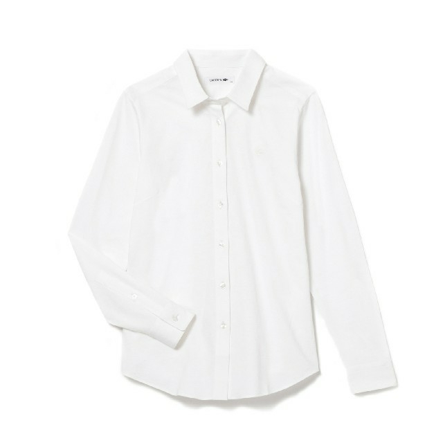 LACOSTE(ラコステ)の★LACOSTE ラコステ★無地白鹿の子地シャツ 40LL  定価17280円 レディースのトップス(シャツ/ブラウス(長袖/七分))の商品写真