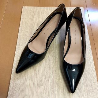 ザラ(ZARA)のZARA 38 エナメルパンプス ハイヒール ブラック 黒 プレーン ザラ(ハイヒール/パンプス)