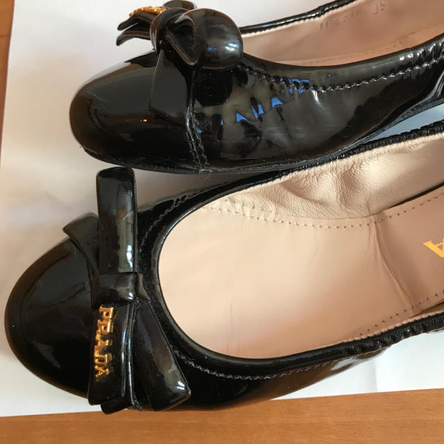 専用【美品】PRADA プラダ リボン レザー バレエシューズ 約22.5cm