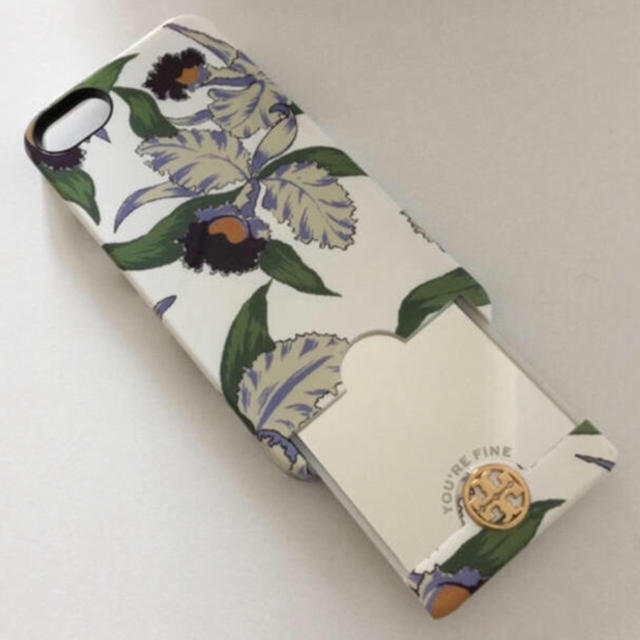 Tory Burch(トリーバーチ)のTORY BURCH iPhone8 ケース ミラー付き グリーンホワイト 花柄 スマホ/家電/カメラのスマホアクセサリー(iPhoneケース)の商品写真