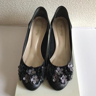 マリーファム(Marie femme)のマリーファム お花 パンプス 23.5cm  黒(ハイヒール/パンプス)