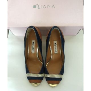 ダイアナ(DIANA)のDIANA   デニム×レザー バイカラーパンプス 新品(ミュール)