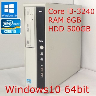 NEC - NEC Core i3 3240 Win10Pro64bit デスクトップの通販｜ラクマ