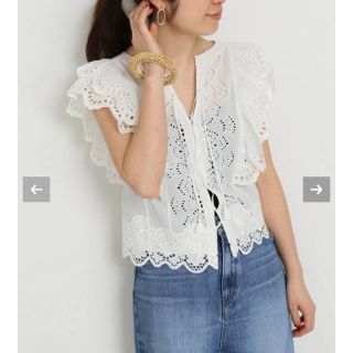 イエナ(IENA)のIENA 18SS カットワークレースブラウス 白 ☆美品☆ イエナ(シャツ/ブラウス(半袖/袖なし))