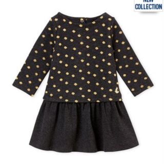 プチバトー(PETIT BATEAU)の☆プチバトー☆ゴールドドット切り替えワンピース 18m(ワンピース)