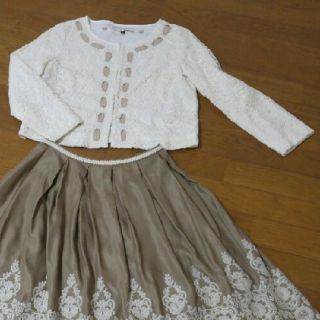 プロポーションボディドレッシング(PROPORTION BODY DRESSING)の新品！清楚な春ジャケット プロポーションボディードレッシング上品リボン白レース(ノーカラージャケット)