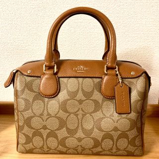 コーチ(COACH)の数回の使用！ショルダー紐なし COACH ミニボストンバッグ　シグネチャー(ボストンバッグ)