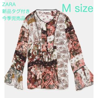 ザラ(ZARA)の【新品タグ付き・今季完売品】ペイズリー柄ブラウス M(シャツ/ブラウス(長袖/七分))