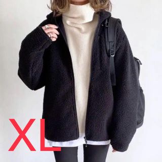 ユニクロ(UNIQLO)の【完売品】ユニクロ 防風ボアフリースパーカー ブラック XL(パーカー)