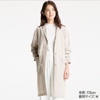 ユニクロ(UNIQLO)のUNIQLO コットンリネンコート サイズＬ(スプリングコート)