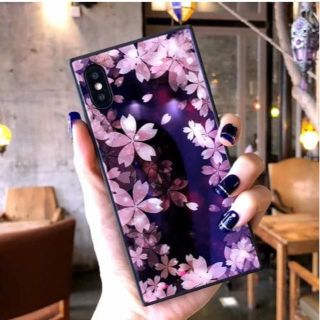 (iphone7/8) iphoneケース さくら柄 強化ガラス TPU 可愛い(iPhoneケース)