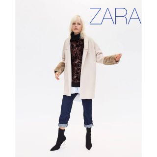 ザラ(ZARA)のsale!新品タグ付☆ZARAザラ☆ファーカフス付きニットコート(毛皮/ファーコート)