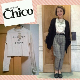 フーズフーチコ(who's who Chico)の【新品】Chico＊ロゴハイネックTee(カットソー(長袖/七分))