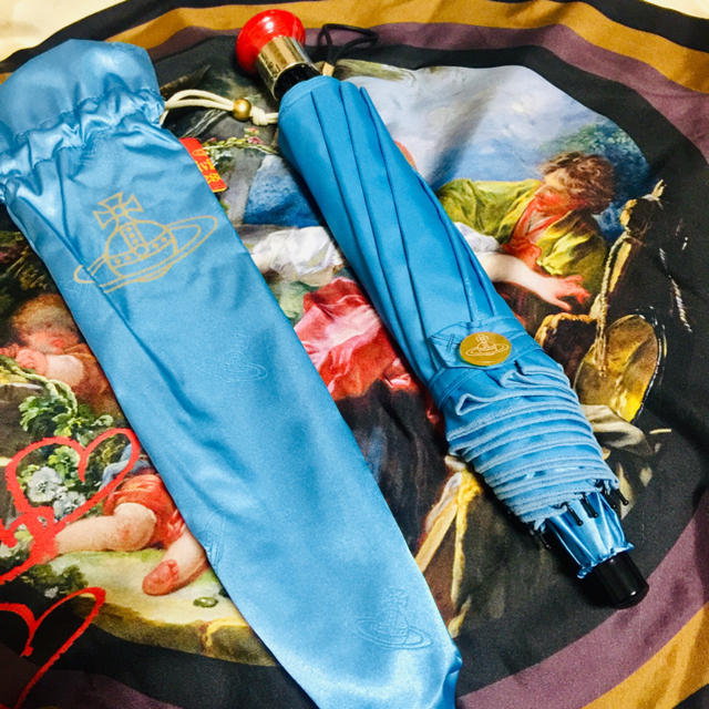 Vivienne Westwood(ヴィヴィアンウエストウッド)のVivienne Westwood オーブ総柄 折り畳み傘 blue  レディースのファッション小物(傘)の商品写真