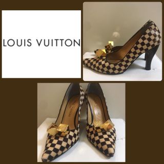 LOUIS VUITTON - ルイヴィトン ハラコダミエ パンプスの通販 by ... ルイヴィトン ハラコダミエ パンプス