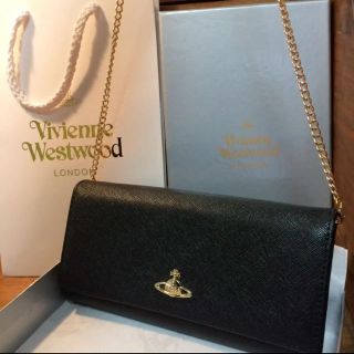 ヴィヴィアンウエストウッド(Vivienne Westwood)の【ヴィヴィアン 長財布】ブラック 黒 ゴールドチェーン付 レディース  正規品！(財布)