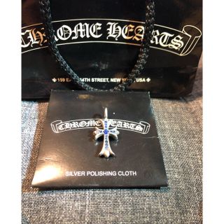 クロムハーツ(Chrome Hearts)のChromeHearts クロムハーツ タイニー ファット クロス サファイア(ネックレス)