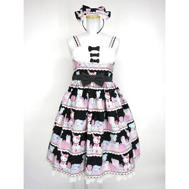 Angelic Pretty(アンジェリックプリティー)のAngelicPretty Fancy Box胸切り替えJSK 黒 レディースのワンピース(ひざ丈ワンピース)の商品写真