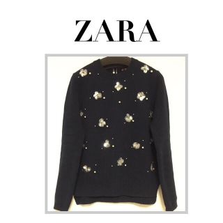 ザラ(ZARA)の再出品 ZARA お花コットンニット(ニット/セーター)