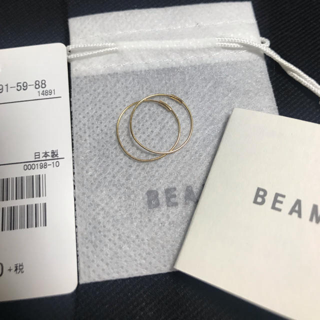 BEAMS(ビームス)のBEAMS 18k フープピアス 18金 k18 18金 ビームス 1.5cm メンズのアクセサリー(ピアス(両耳用))の商品写真