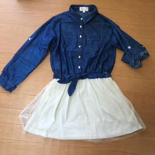 マザウェイズ(motherways)のマザウェイズ デニム シフォン ワンピース140(ワンピース)