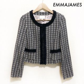 エマジェイム(EMMAJAMES)のEMMAJAMES エマジェイムス★ツイード素材 ノーカラージャケット ラメ混(ノーカラージャケット)