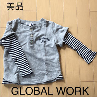 グローバルワーク(GLOBAL WORK)の美品☆グローバルワーク キッズ 重ね着風ヘンリーネックTシャツ(Tシャツ/カットソー)