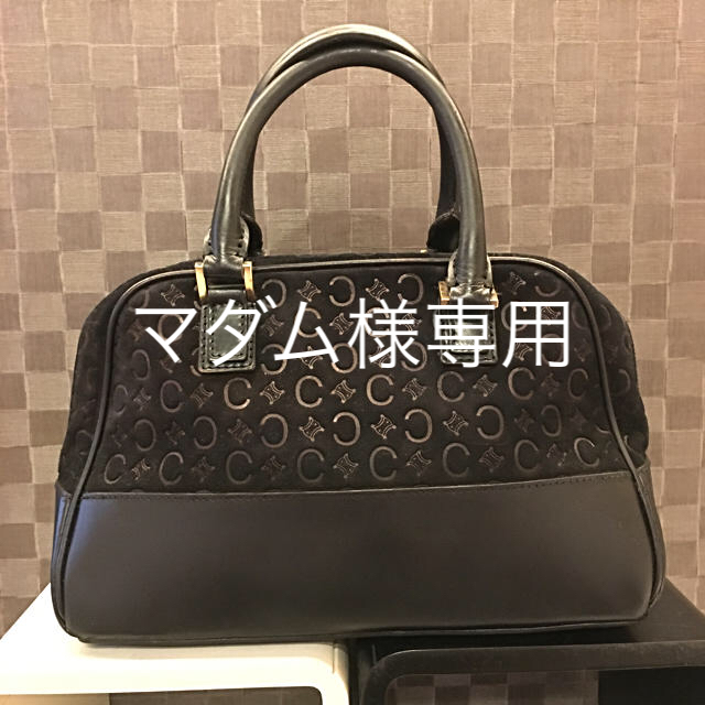 celine(セリーヌ)のマダム様専用 オールド セリーヌ マカダム柄 ピンクサテン×ブラック レディースのバッグ(ハンドバッグ)の商品写真