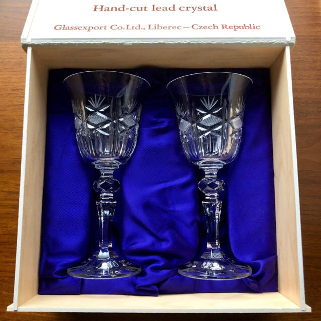 BOHEMIA Cristal - チェコ製 ボヘミアクリスタル ワイングラス ハンドメイドガラス 木箱入の通販 by マチルダ's shop