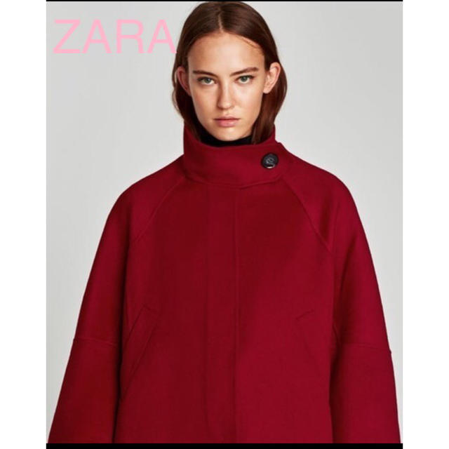 ZARA - sale!新品タグ付☆ZARAザラ☆ウール素材スタンドカラーショート丈ケープ赤の通販 by shop sandbirds｜ザラならラクマ