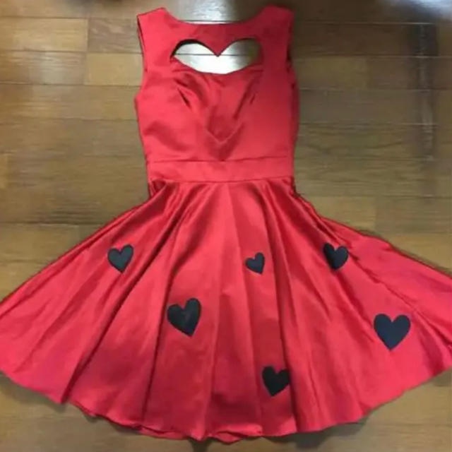 ハート フレア ワンピ ドレス 赤 レッド 衣装 キャバ