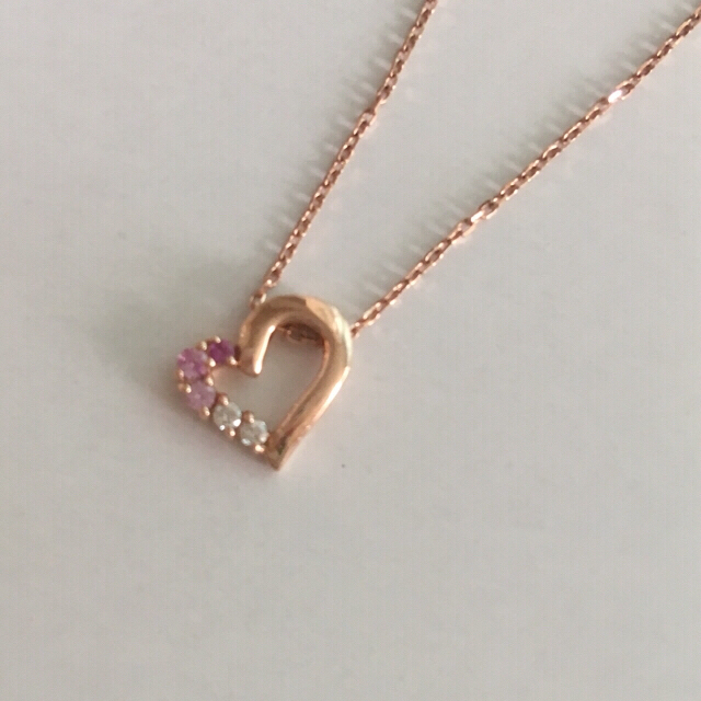 4℃ K10 ダイヤ ハート ネックレス-