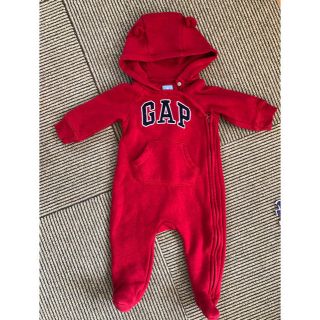 ギャップ(GAP)のGAP クマ耳ロンパース 60cm レッド(ロンパース)