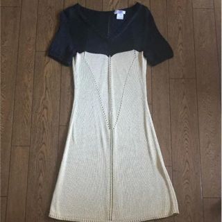 セリーヌ(celine)の中古美品♡CELINE(セリーヌ)サマーワンピース(ベージュ×ブラック)38(ひざ丈ワンピース)