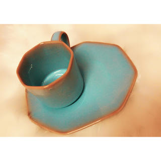 amber&blue color a cup and saucer(食器)